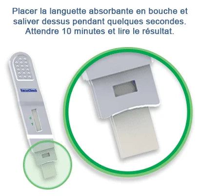 Test de dépistage de drogue salivaire avec résultat visible en 10 minutes.