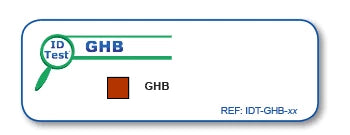 Résultat du test GHB NarcoCheck avec indicateur colorimétrique brun, permettant une lecture rapide en 1 minute pour dépistage de substances.