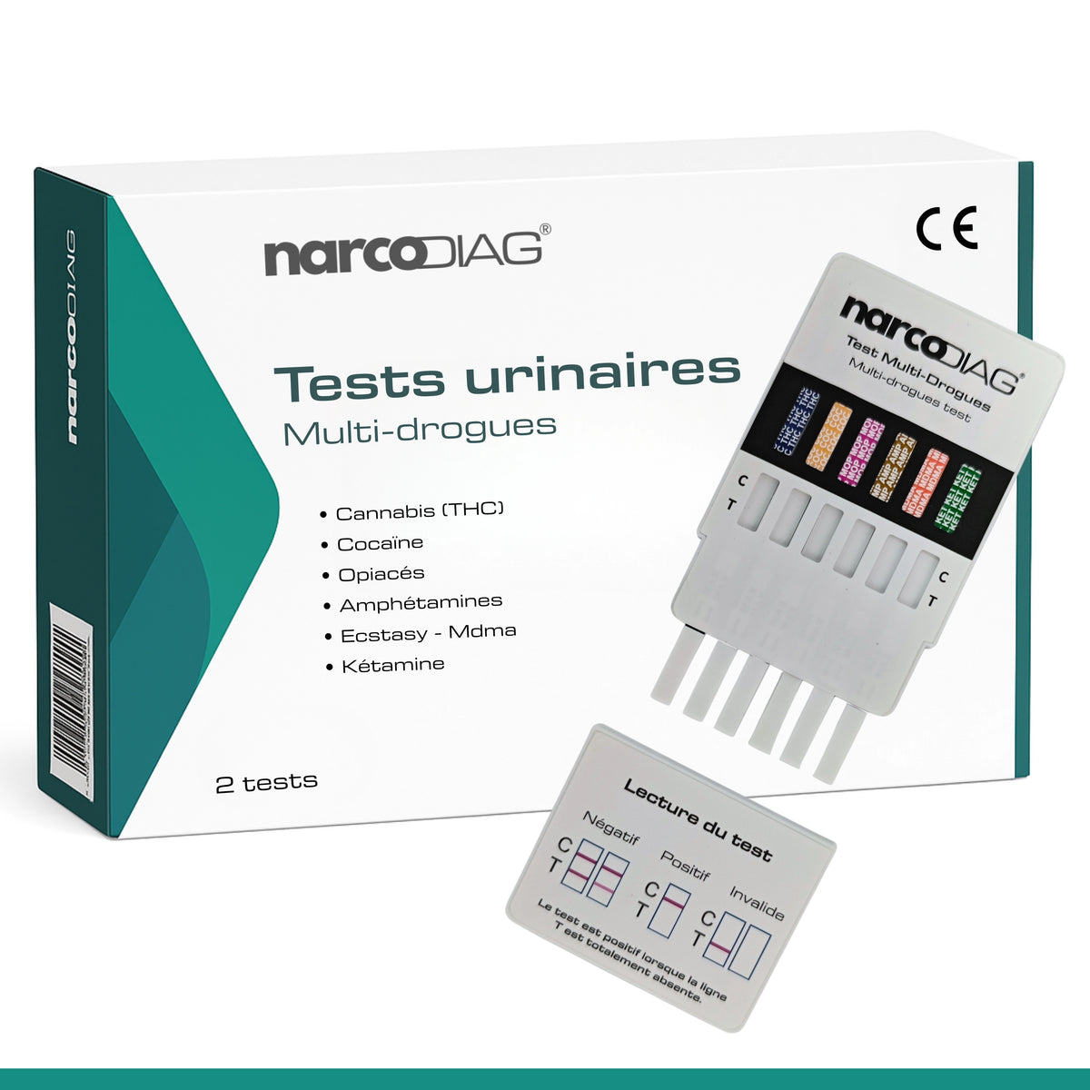 2 Tests urinaires Multi-Drogues (6 en 1) NARCODIAG®
